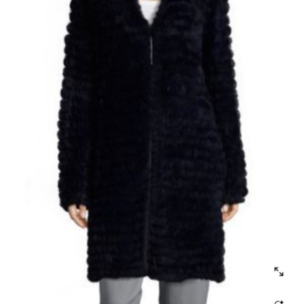 🖤 Adrienne Landau Real Rabbit Fur Knit Jacket Black Soft Mobwife Whimsigoth L - Picture 3 of 13